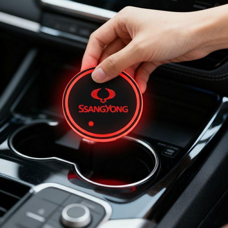 7 Cores Sensor de Movimento Porta-Copo LED para Carro Artigos Automotivos For Ssangyong Rexton Korando Tivoli