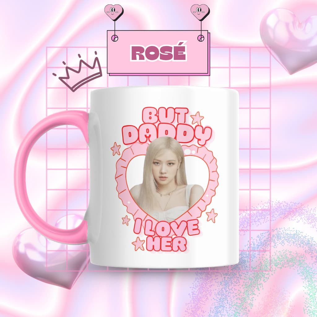Caneca Xicara Porcelana 325ml Blackpink Kpop KIdol Rose Fã Personalizada Presente Decoração Casa