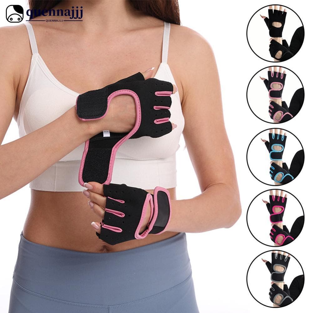 QUENNA 1 Par Antiderrapante Respirável Meio Dedo Fitness Mão Palma Luvas Esportivas Absorção De Choque Para Ciclismo Lev