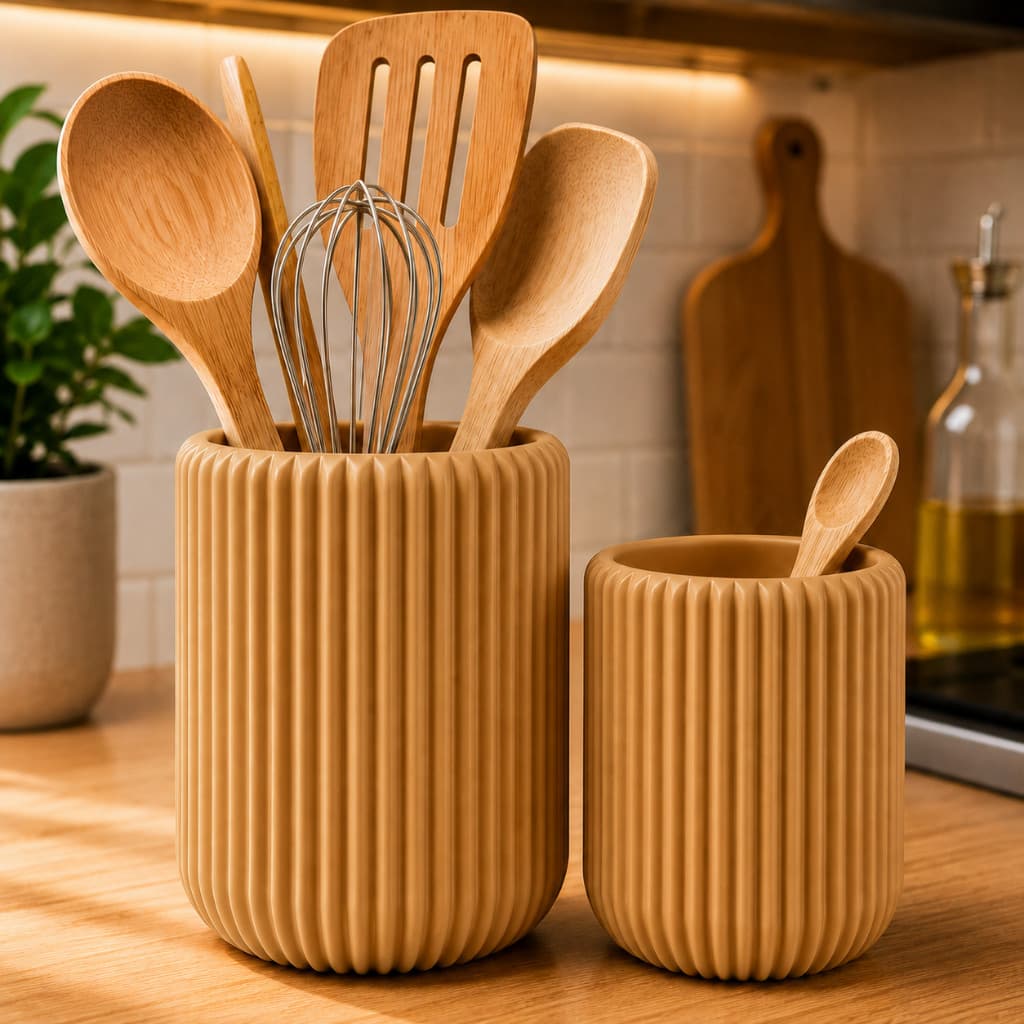Organizador de Cozinha Porta Utensílios Canelado Pote Bancada Pia Talheres Banheiro Escritório