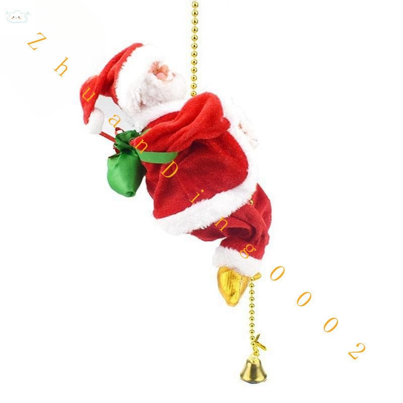 Boneco de Pelúcia Decorativo Automático Elétrico de Papai Noel Escalando Corda Ornamento de Pendurar em Casa