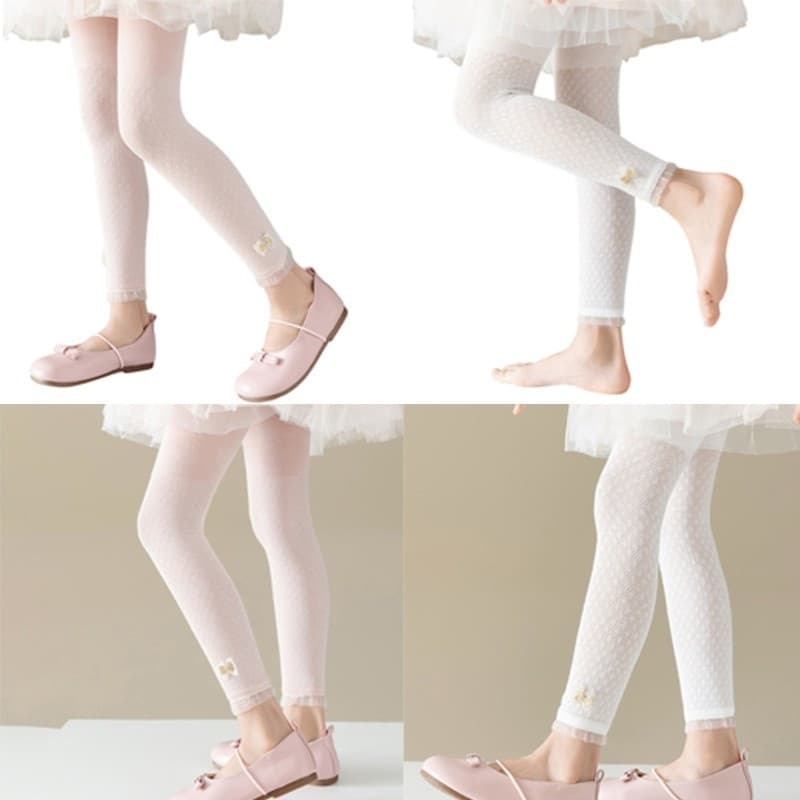 hi Leggings Finas Para Meninas Da Moda Com Acabamento Em Laço Calças Justas Macias E Respiráveis Bebês De Nove Pontos Me