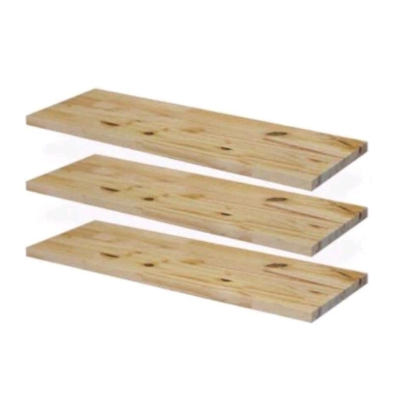 Prateleira de Madeira, Pinus, Tabua, Prancha, 70cm x 30cm, Natural, Kit c/3un
