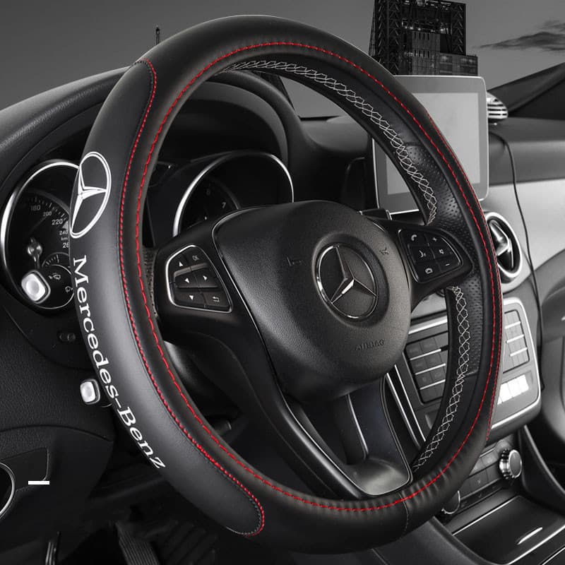Capa para Volante de Carro Adequada para Volantes de 38CM, Capas de Volante em Couro Antiderrapantes, Acessórios de Inte
