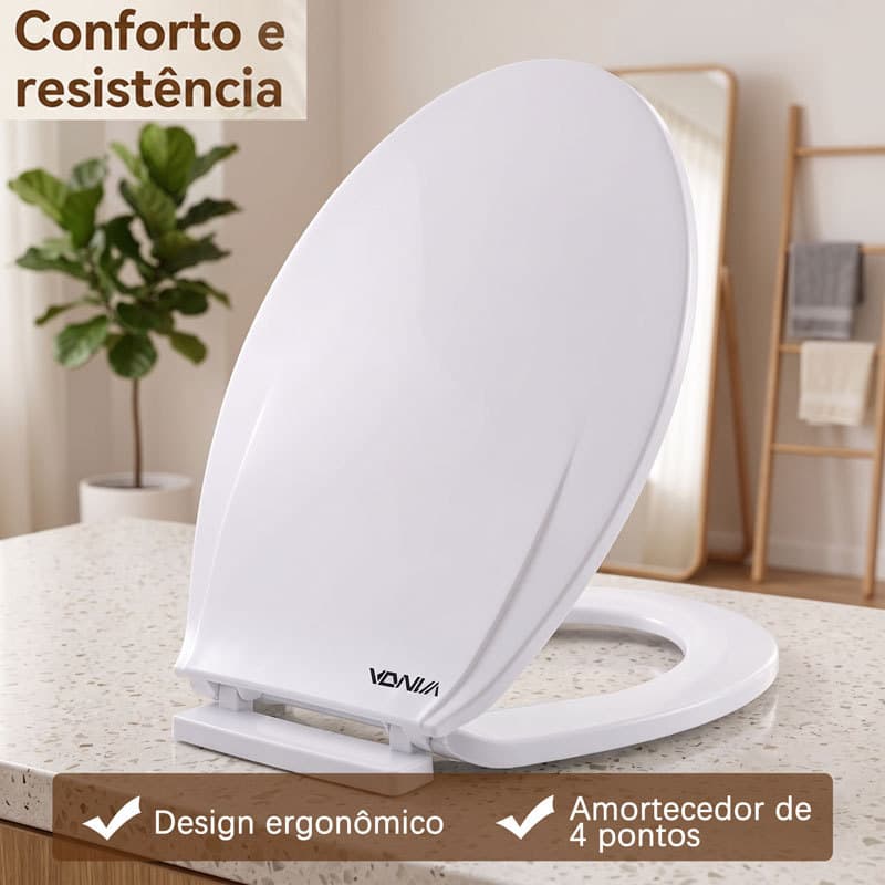 Assento Sanitário PP Branco Universal Tampa De Vaso Resistente