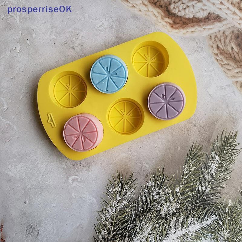 [newpros] Molde De Silicone Em Forma De Fruta Limão DIY 6 Furos Sabão Fondant Chocolate Argila Resina Vela Bolo Pudim Co