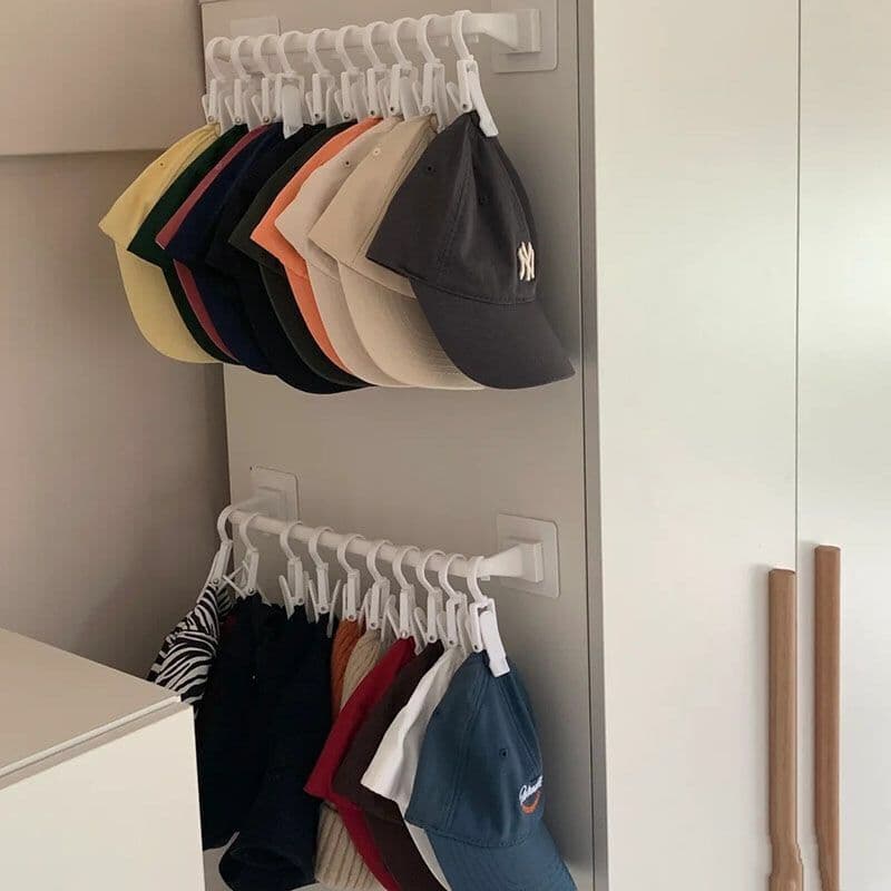Multifuncional chapéu de armazenamento ferramenta útil clipe de armazenamento guarda-roupa perfuração-livre gancho calça