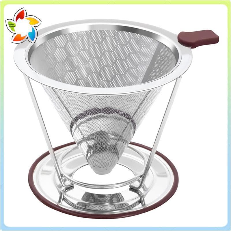 Despeje Sobre O Filtro De Cone De Metal Do Gotejador De Café Da Cafeteira