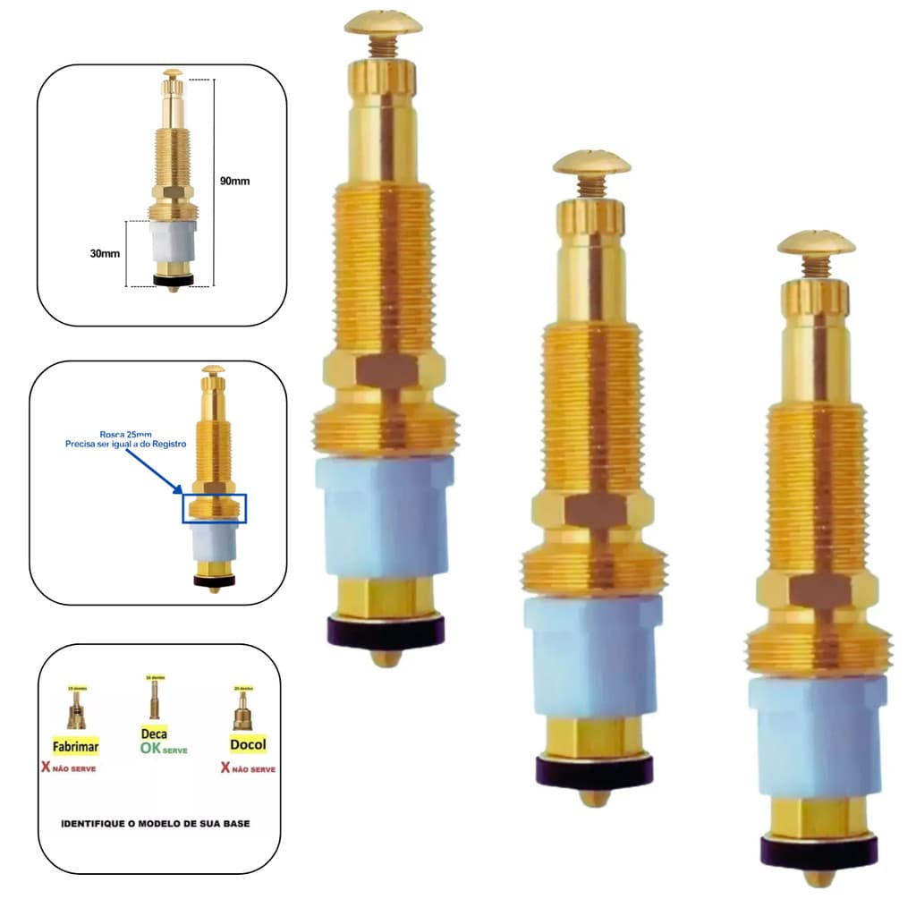 03 REPAROS PARA REGISTRO DE PRESSÃO DECA 1/2 e 3/4 25mm MVS SLICY REPAROS