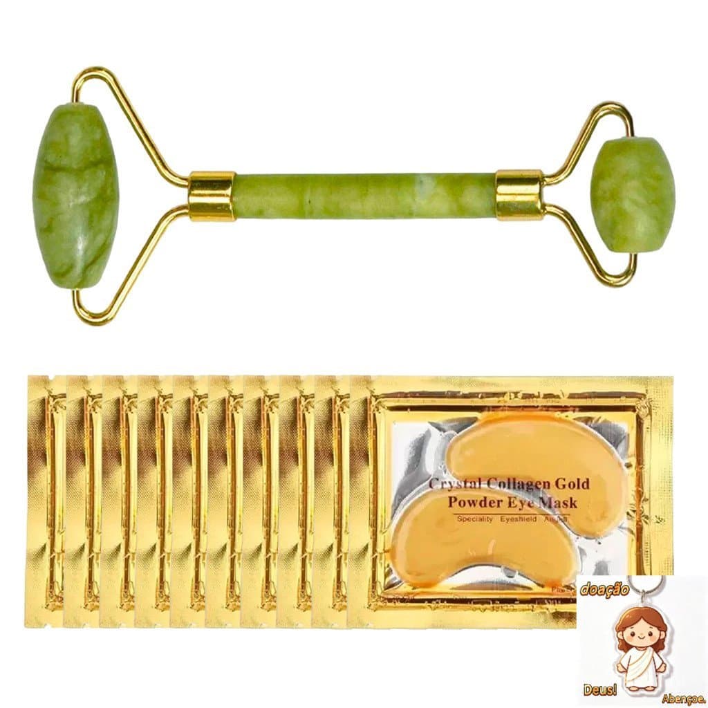 Kit Skincare Hidratação de Olheira com Colágeno 10/20 Pad + Rolo de Jade