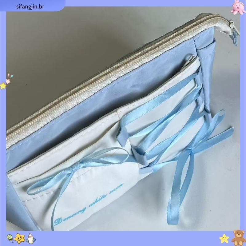 Pequeno livro vermelho mesmo estilo rosa Ballet estilo arco fita lápis caso estudante grande capacidade caixa de papelar