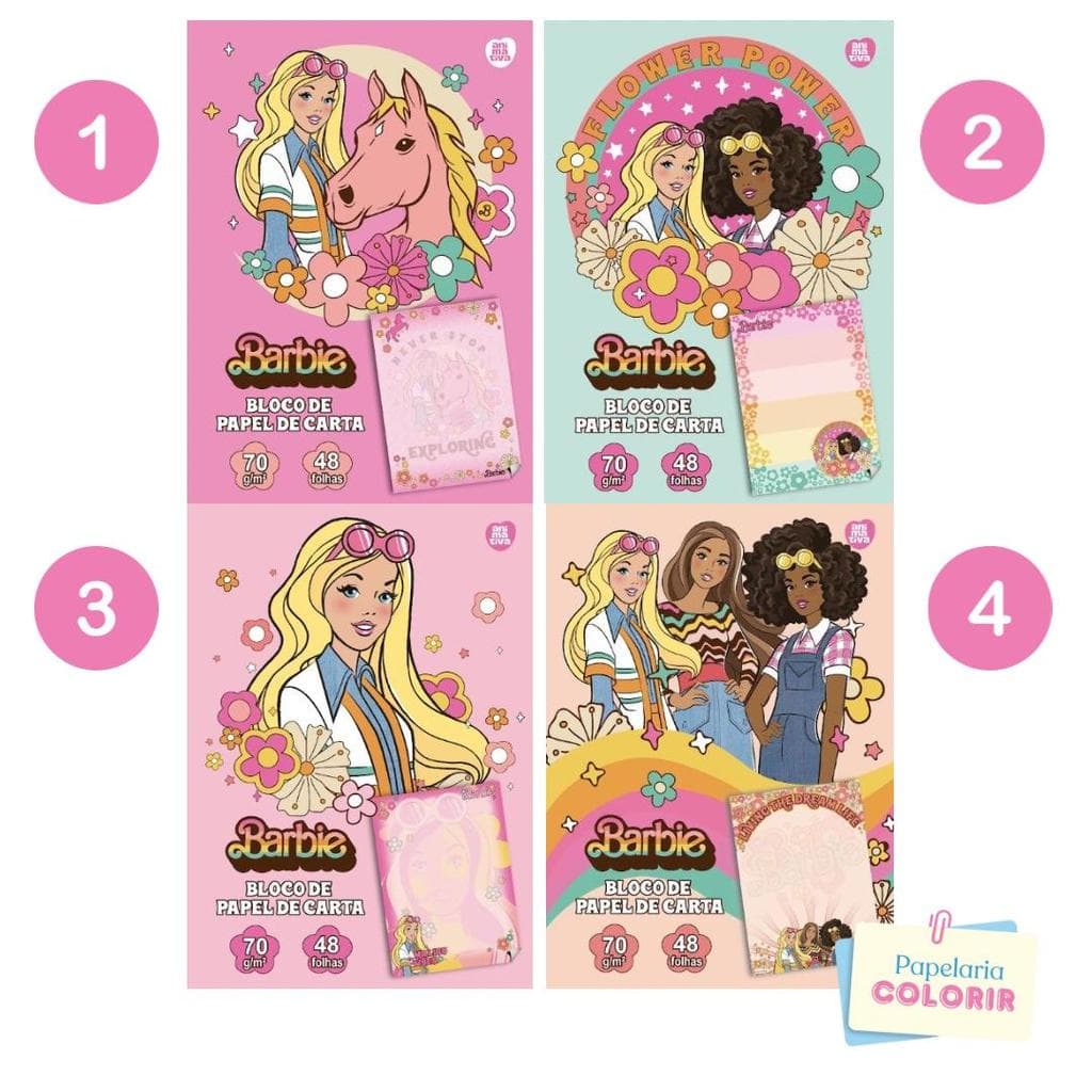 Papel de Carta Barbie 48 Folhas 150 x 210 mm – Animativa