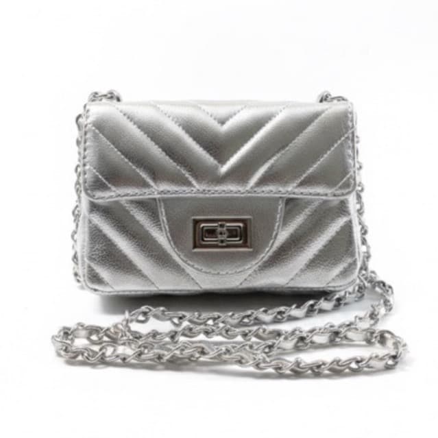 Bolsa Feminina Pequena Transversal Corrente Dourada Matelassê Bordada Sintético Brilhante Bag Festa Dia a Dia Elegante