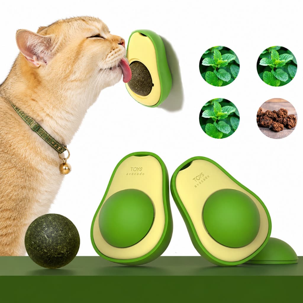 Kit 2 Brinquedos Abacate com Catnip para Gatos Erva de Gato Natural
