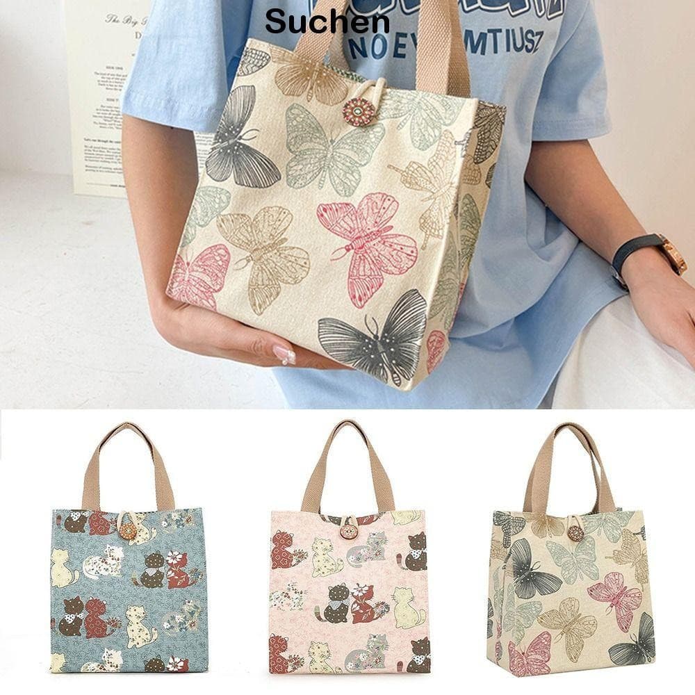 Bolsa Térmica SUCHENBRI, Bolsa de Almoço de Grande Capacidade com Estampa de Borboleta, Bolsa Impermeável