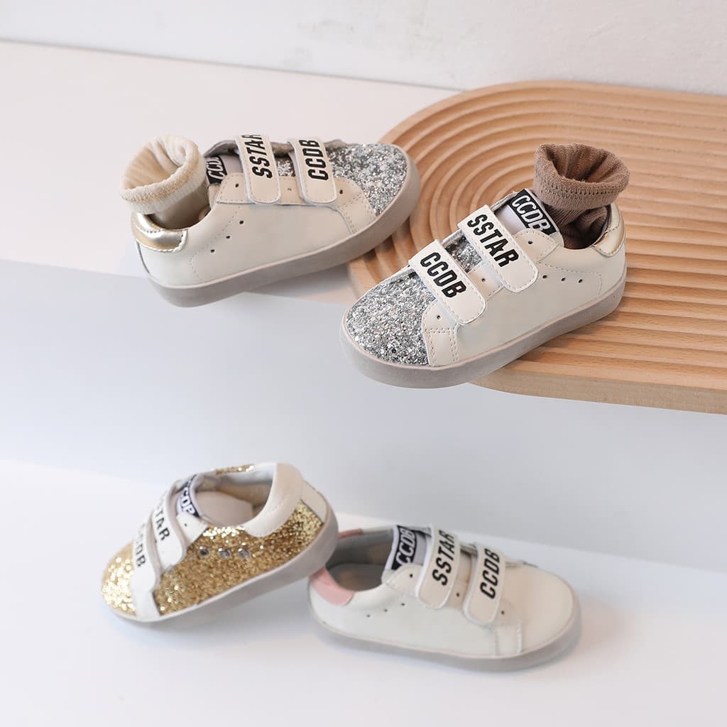 2226 Sapatos Infantis Para Meninos E Meninas , Sujos Com Estampa De Estrelas Casuais De Lantejoulas Gancho Laço Crianças