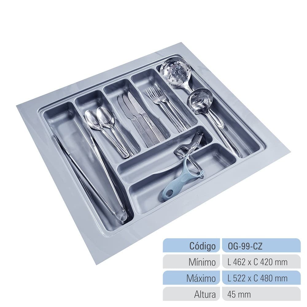 Organizador de Talheres Cinza Compacto, Resistente e Versátil OG-99