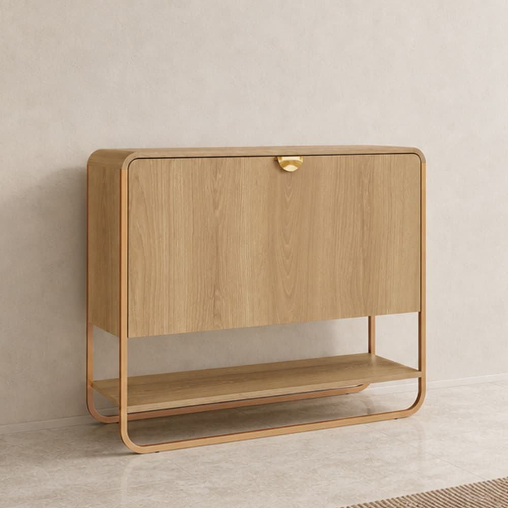 Sapateira Vertical Aparador 93cm Orgânica Industrial Alek A03 Hanover Dourado - Lyam Decor