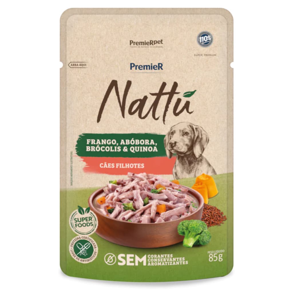 Ração Úmida PremieR Nattu 85g para Cães Filhotes Frango e Abóbora