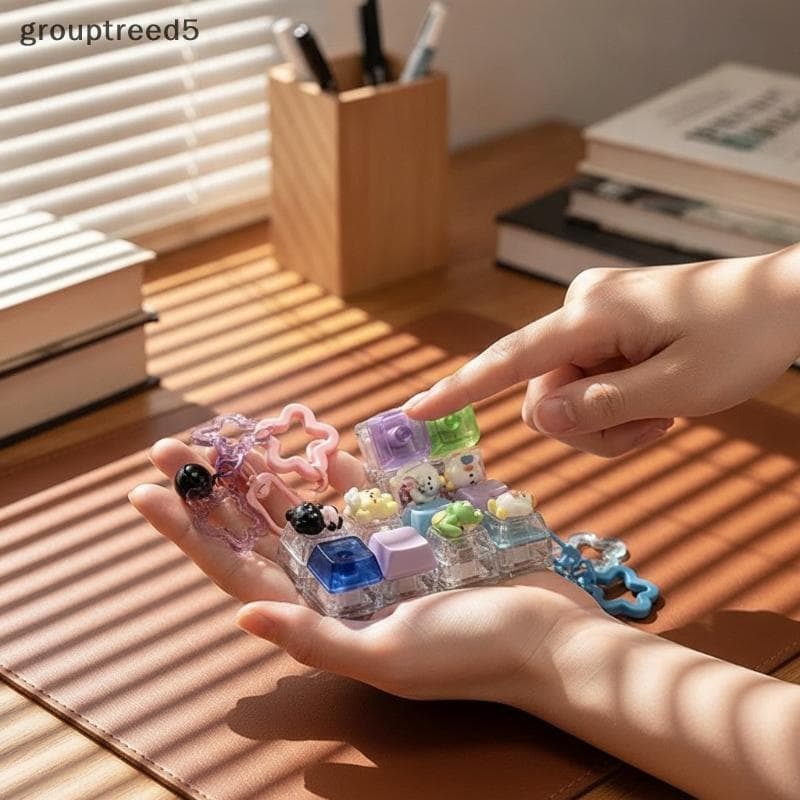 grouptreed5 4 Keycap Botão Mecânico Chaveiro Bonito Dos Desenhos Animados Animal Alívio Do Estresse Pingente Para Adoles