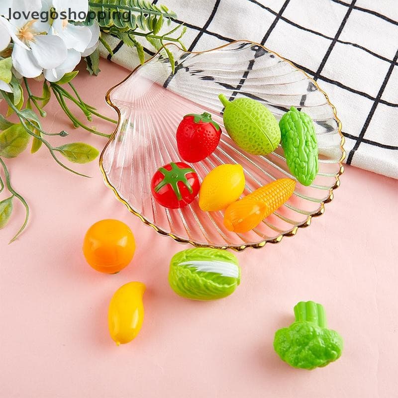 [lovego] Conjunto de 10 peças de mini frutas e vegetais artificiais, acessórios para casa de bonecas para brincadeiras d