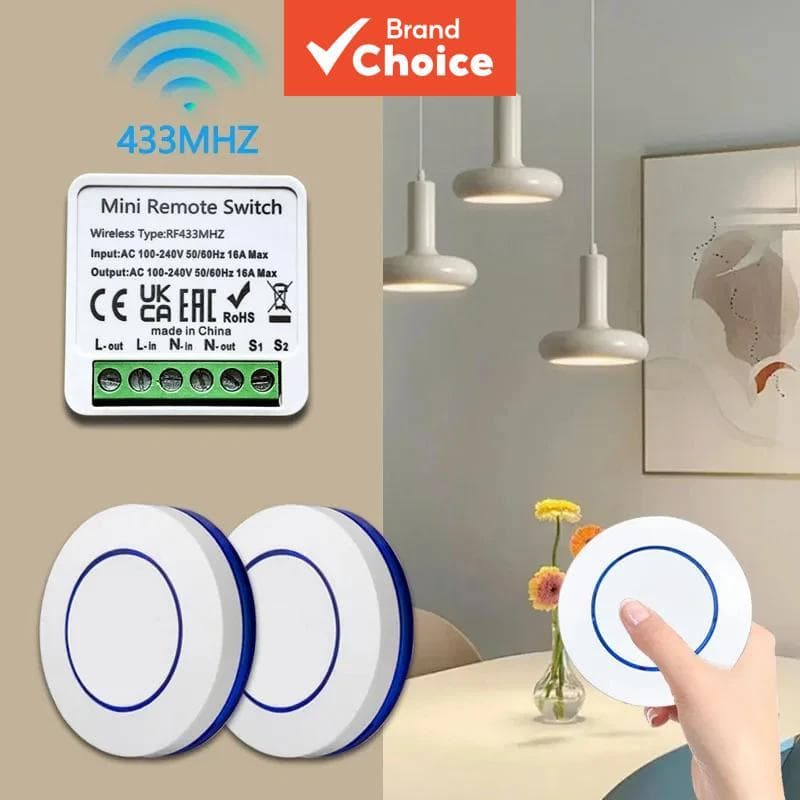 Interruptor de Luz Universal 433MHz Sem Fio AXUS 10A Receptor de Relé Transmissor Inteligente para Casa LED Ventilador