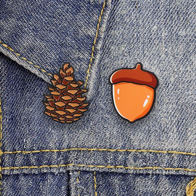 Desenhos Animados Outono Floresta Tema Bolota Pinha Esmalte Broche Moda Acessórios De Roupas Mochila Crachá Jóias Presen