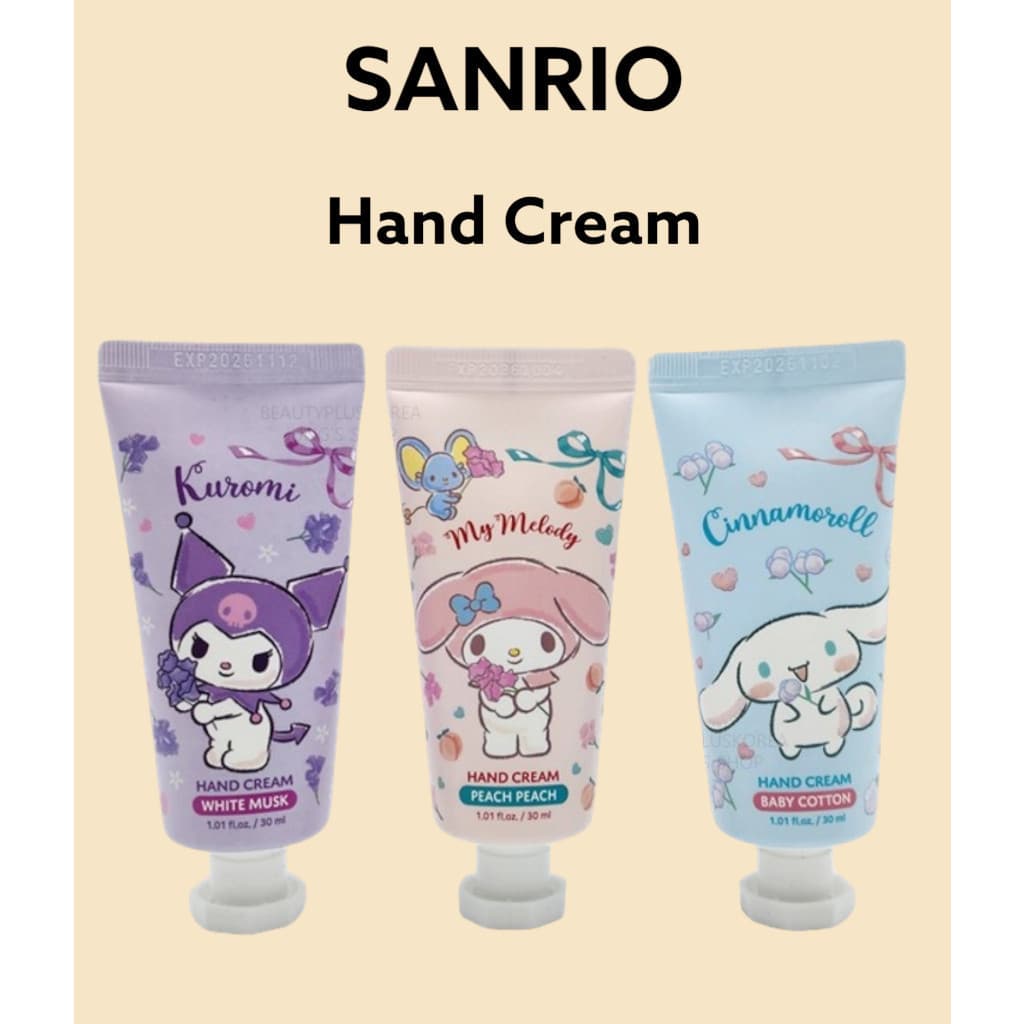 [SANRIO] Creme Hidratante Para As Mãos Portátil 30ml (MyMelody/Kuromi/Cinnamoroll) Fabricado Na Coréia