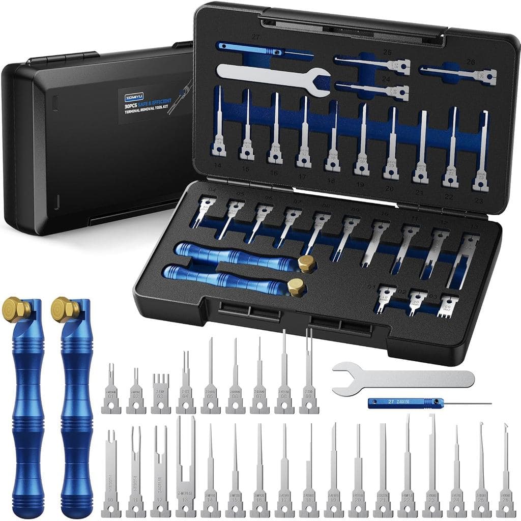 Terminal Removal Tool Kit, 30PCS Professional Depinning Tool Set with Replaceable Pin Extractor Tips for Molex, AMP/TE,