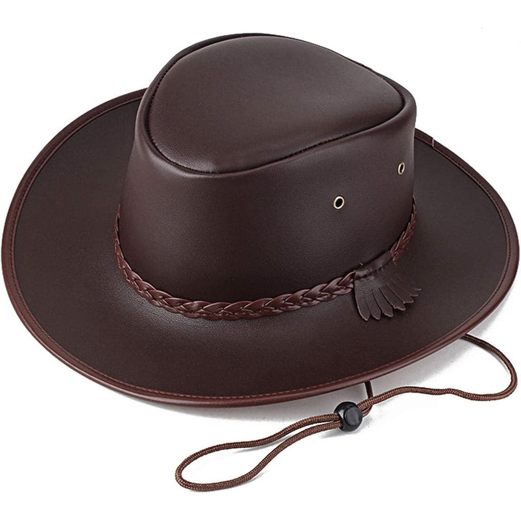 Chapéus de Cowboy para Homens e Mulheres, Chapéu de Couro Western com Aba Larga para Chuva