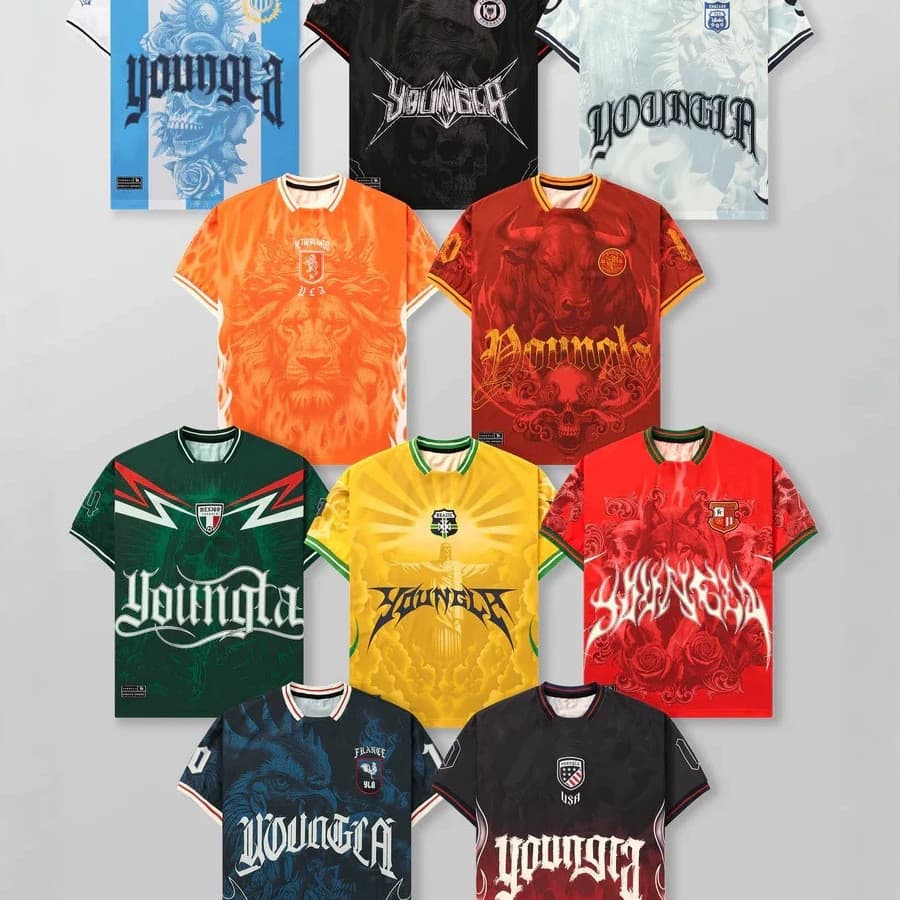 YOUNGLA Joint copa do mundo camisa impressão Digital de manga curta respirável camiseta Fitness Wear 2026 verão novo est