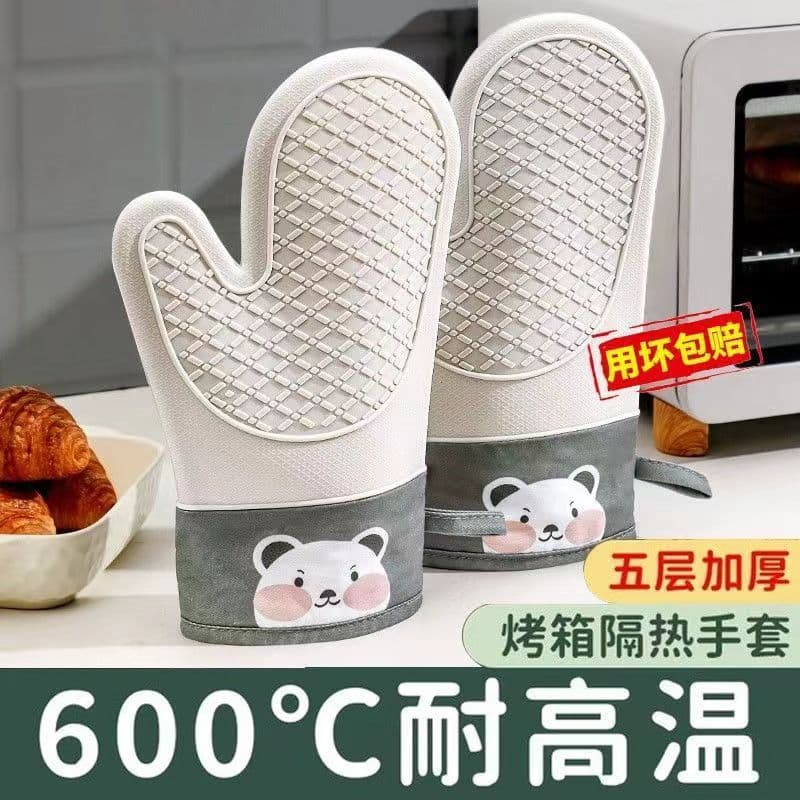 Luvas de isolamento térmico anti-escaldante de Silicone engrossado forno de cozinha cozimento resistente a altas tempera