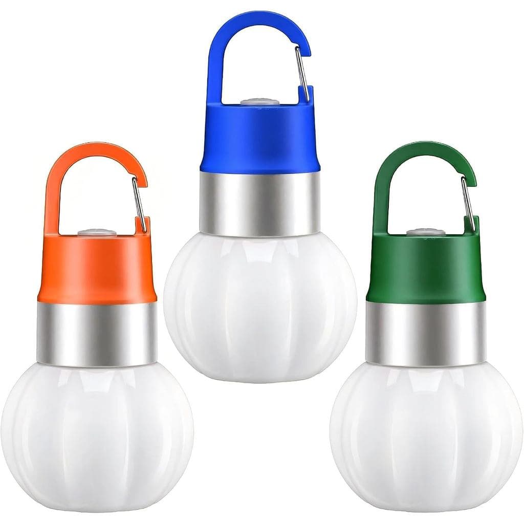 Conjunto de 3 Lanternas LED Recarregáveis para Camping, Mini Luz para Tenda com 10 Modos e Clipe para Pendurar, Iluminaç