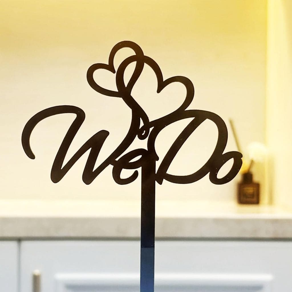 Fazemos Topper de Bolo de Casamento com Corações, Placa Decorativa de Bolo em Acrílico Preto Mr e Mrs, Decoração para Fe