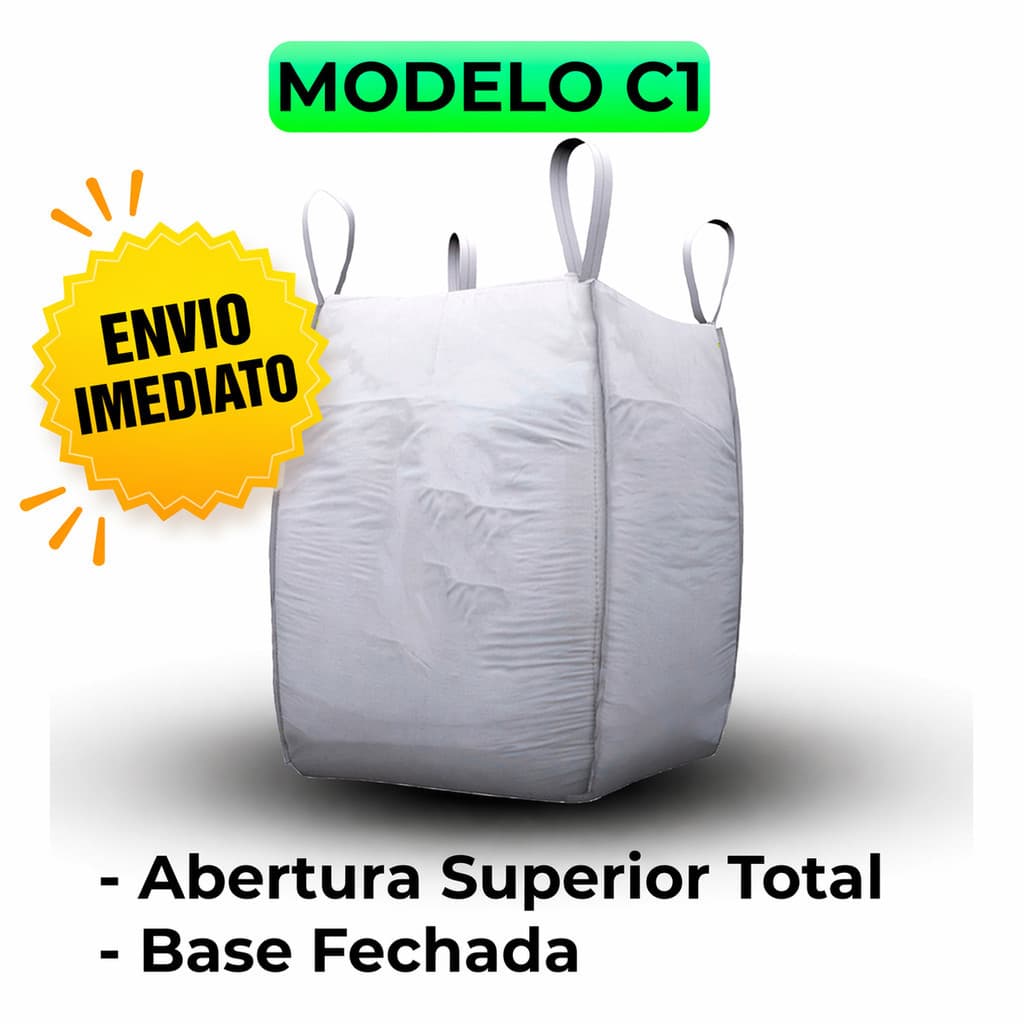 Saco Big Bag 1000kg C1 4 Alças Ráfia Reforçada Boca Aberta Reciclagem Envio Imediato