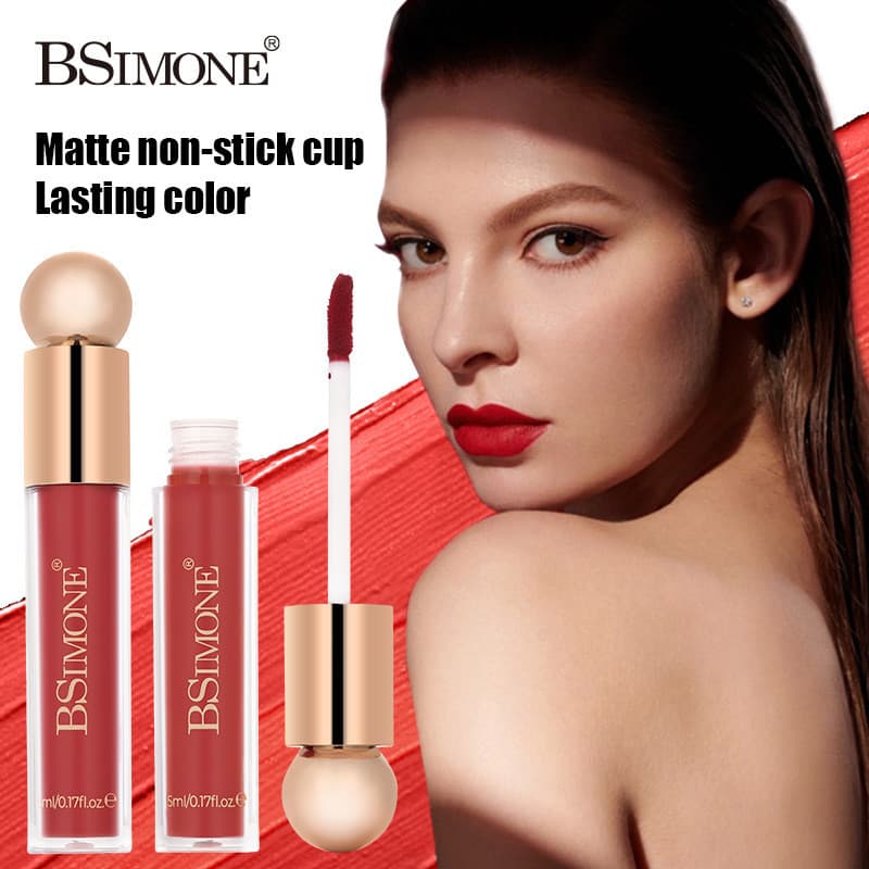 BSIMONE Brilho Labial à Prova d'Água e Não Pegajoso, Acabamento Matte, Batom Líquido de Longa Duração e Efeito Iluminado