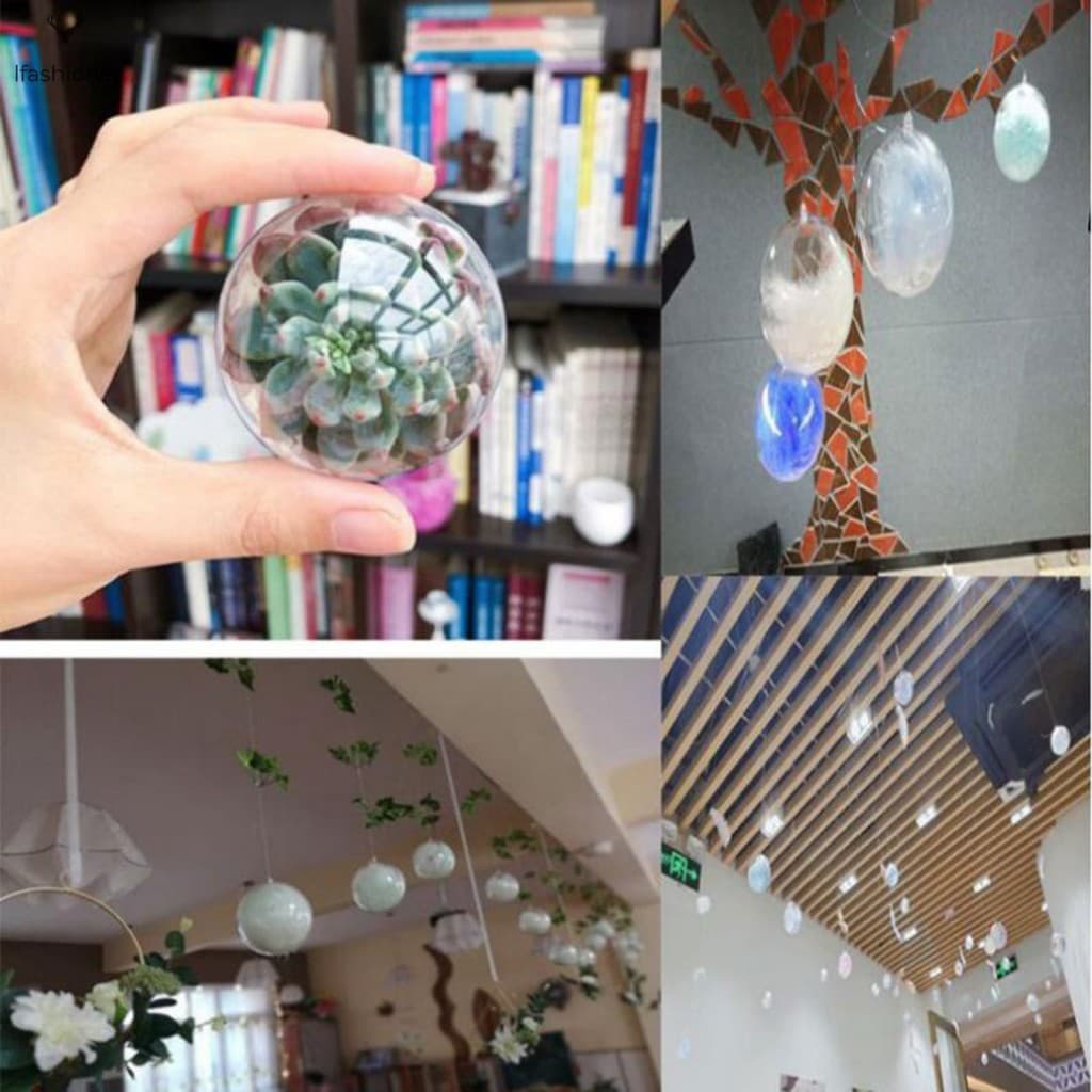 Bola Decorativa Acrílica Oca Transparente-Exibição De Flores Eternas Para Decoração De Casa