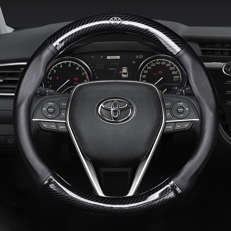 Capa de Volante em Fibra de Carbono Toyota para Vios, Altis, Camry, Hilux, Avanza, Innova, Chr, Yaris, Corolla, Auris, P