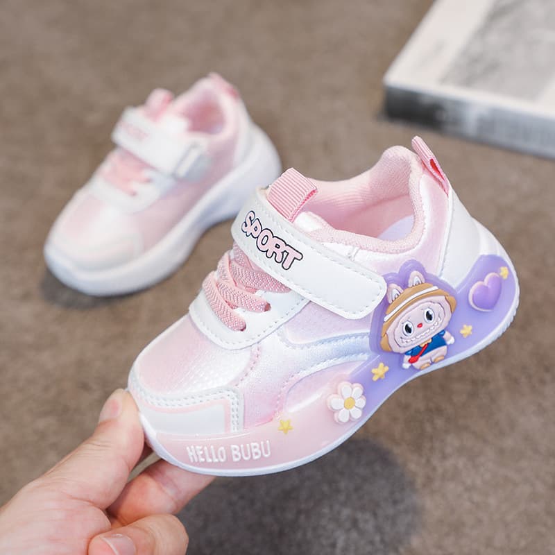 2026 Novos Sapatos Para Meninas De Outono Infantis De Couro Animal City Tênis À Prova D'água Iluminados Desenho Animado