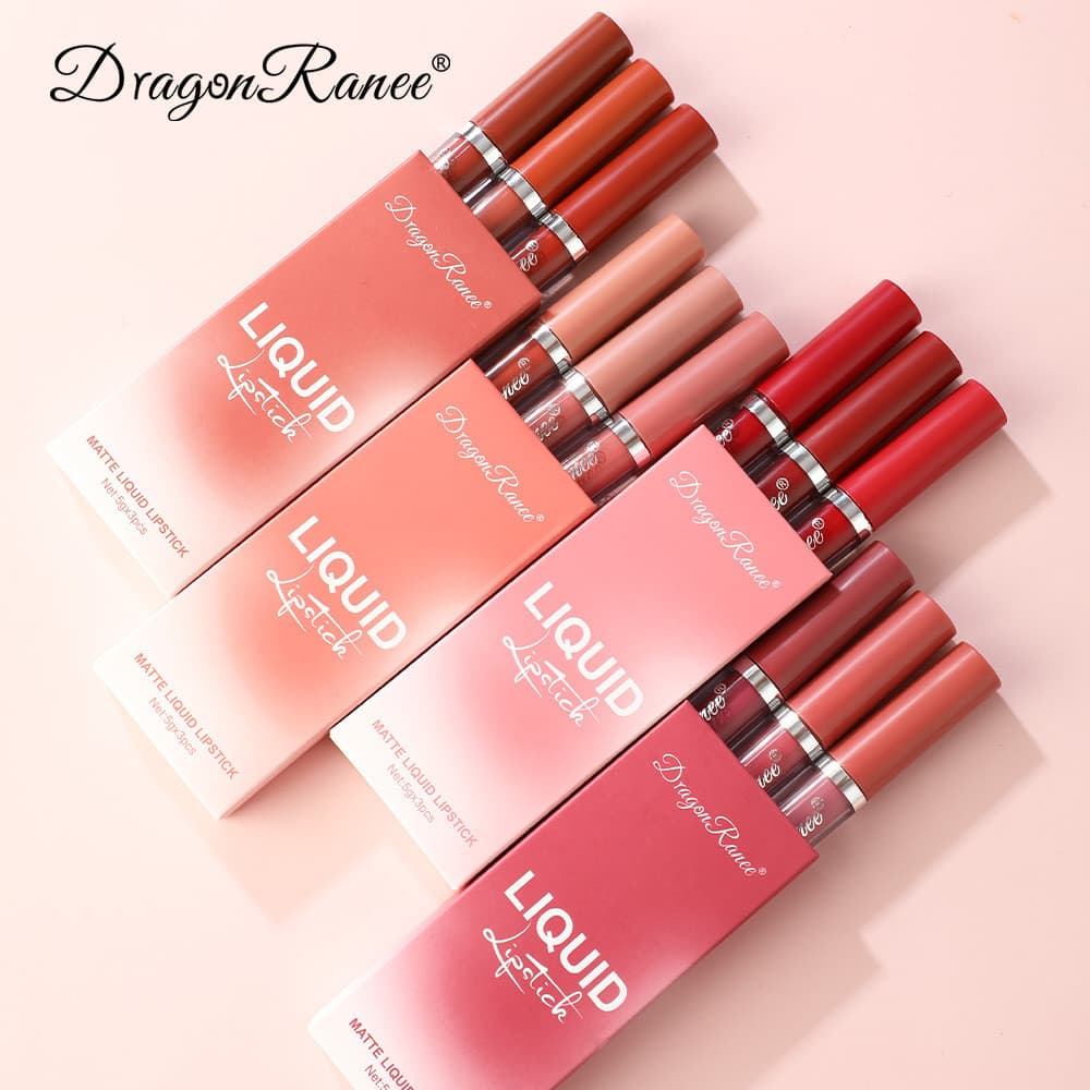 Conjunto de 3 peças brilho labial veludo fosco batom pequeno laranja leite chá feijão pasta cor brilho labial