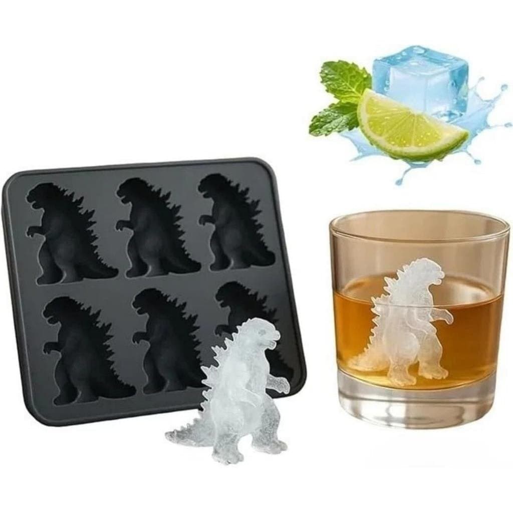 Forma de Gelo em Forma de Dinossauro - Molde para 6 Cubos de Gelo Grandes para Whisky, Coquetéis e Bebidas - Forma de Ge