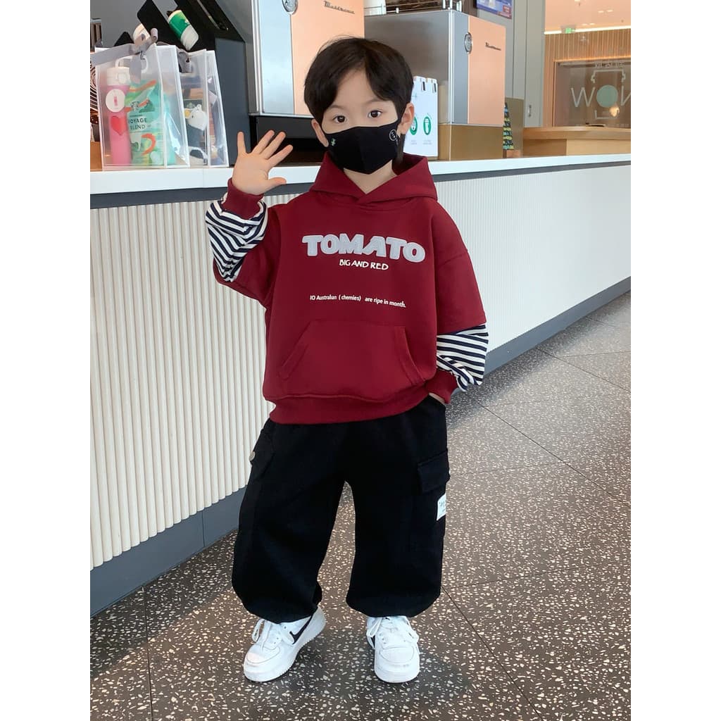 Menino primavera outono roupas 2026 novo estilo menino bebê moletom com capuz terno estilo coreano legal bonito crianças
