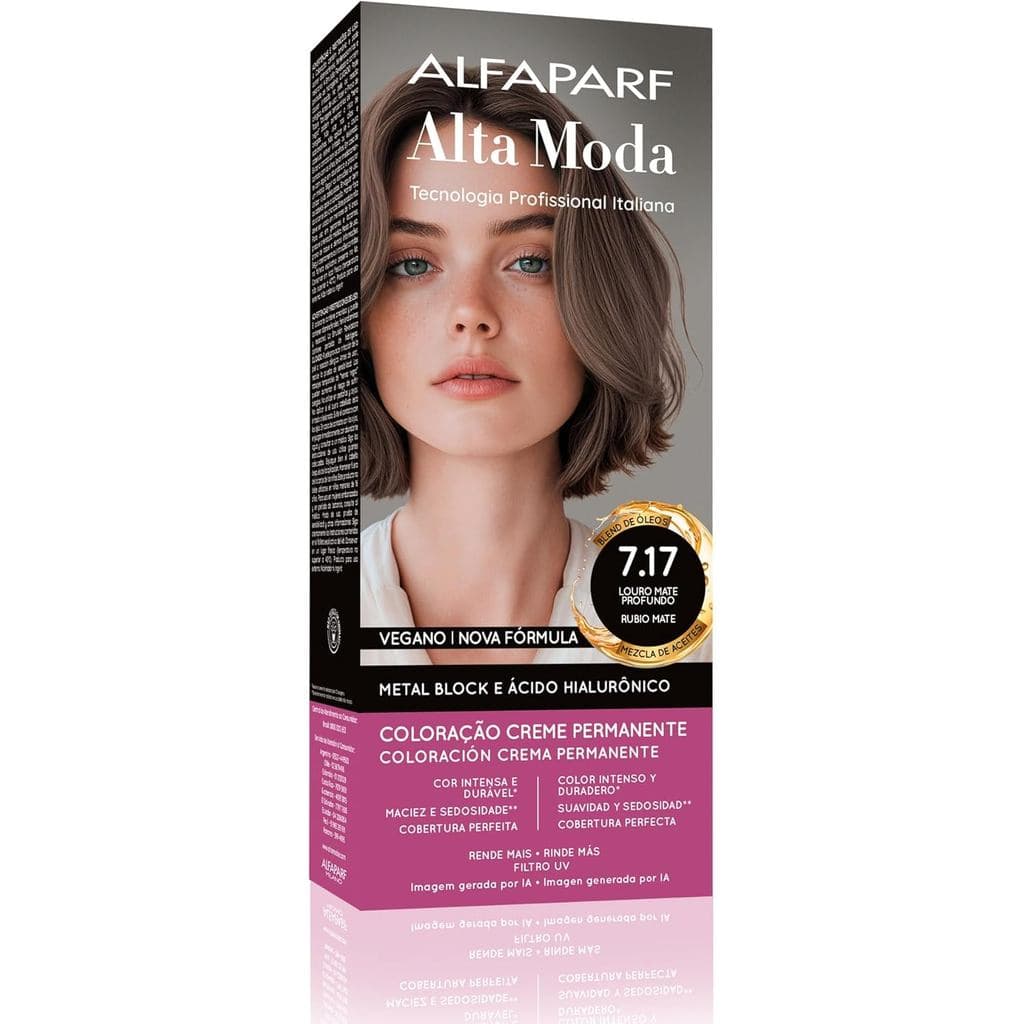 Coloração Creme Permanente Louro Mate Profundo Cinza 7.17 Alfaparf Alta Moda 150g