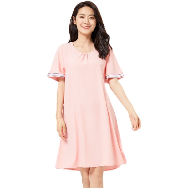 Tzh Tianzhu marca pijamas femininos vestido de fibra de bambu verão estilo fino moda rosa camisola macio confortável pij