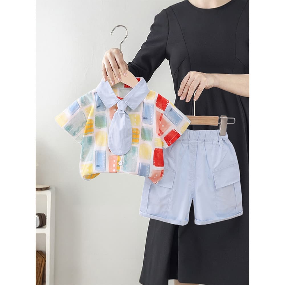 Meninos camisa de manga curta terno crianças dopamina usar pequeno mestre roupas bebê menino bebê Super agradável roupas