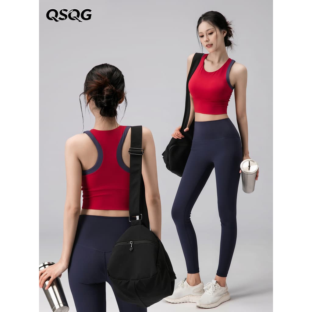 Sutiã esportivo feminino contraste cor Design sentimento de alta intensidade Pilates treinamento Yoga beleza colete calç