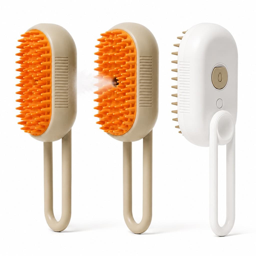 Kit 2 Escovas Elétricas 3 Em 1 Para Pêlos De Gato A Vapor Massagem Pente De Curtos Longos
