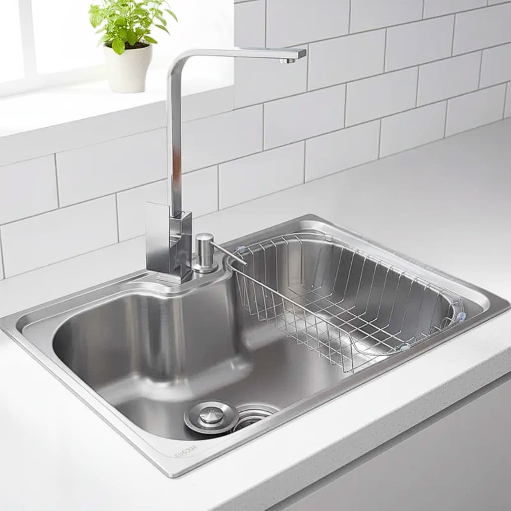 CUBA EM AÇO INOX ESCOVADO 50X40 E TORNEIRA SLIM MONOCOMANDO