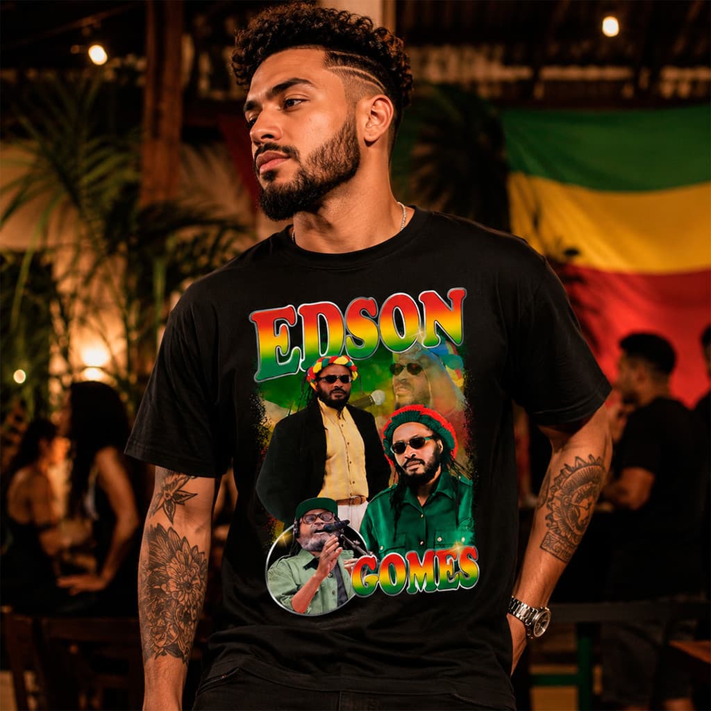 Camisa Edson Gomes Camiseta Reggae Baile Casual Estampada Algodão Unissex Oferta Lançamento Plus Size