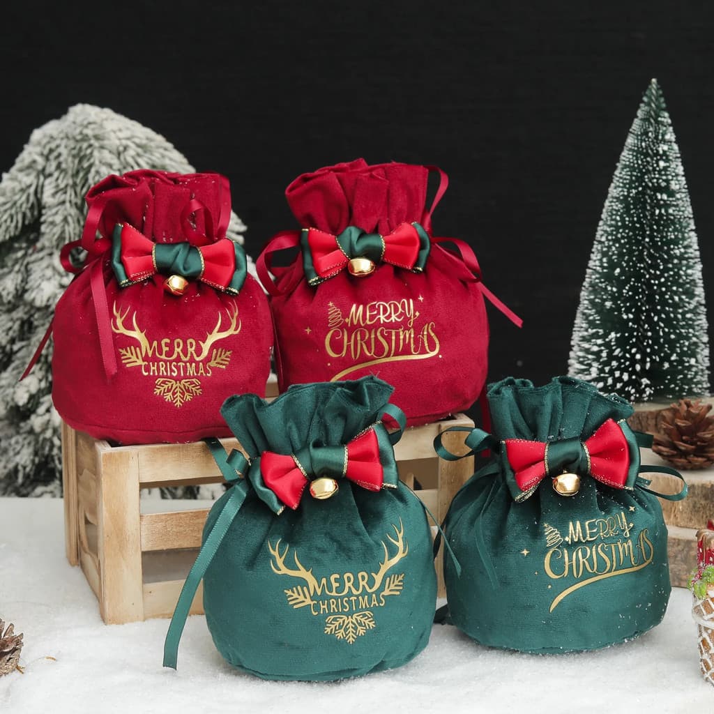 Saco De Maçã De Natal Veludo Doces Bolsa Fontes De Festa Decoração De Presente De Ano Novo